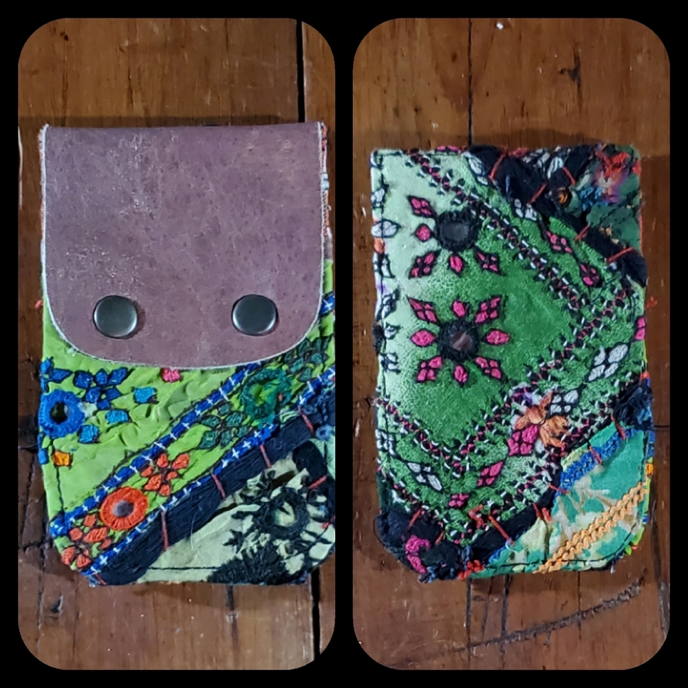 🍄🪬 Free People Boho Embroidered Repurposed vtg banjara hippie Wallet card case